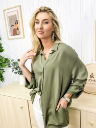 Button Front Relaxed Fit Blouse