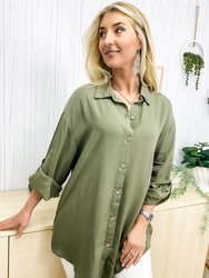 Button Front Relaxed Fit Blouse