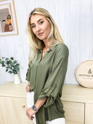 Button Front Relaxed Fit Blouse