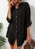 Button Front Relaxed Fit Blouse - Black