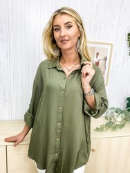 Button Front Relaxed Fit Blouse