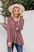 Button Front Ruffle Peplum Blouse - Mauve Pink