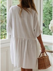 Button-Up Shift Cover-Up Dress