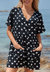 Button-Up Shift Cover-Up Dress - Navy & White Heart Print