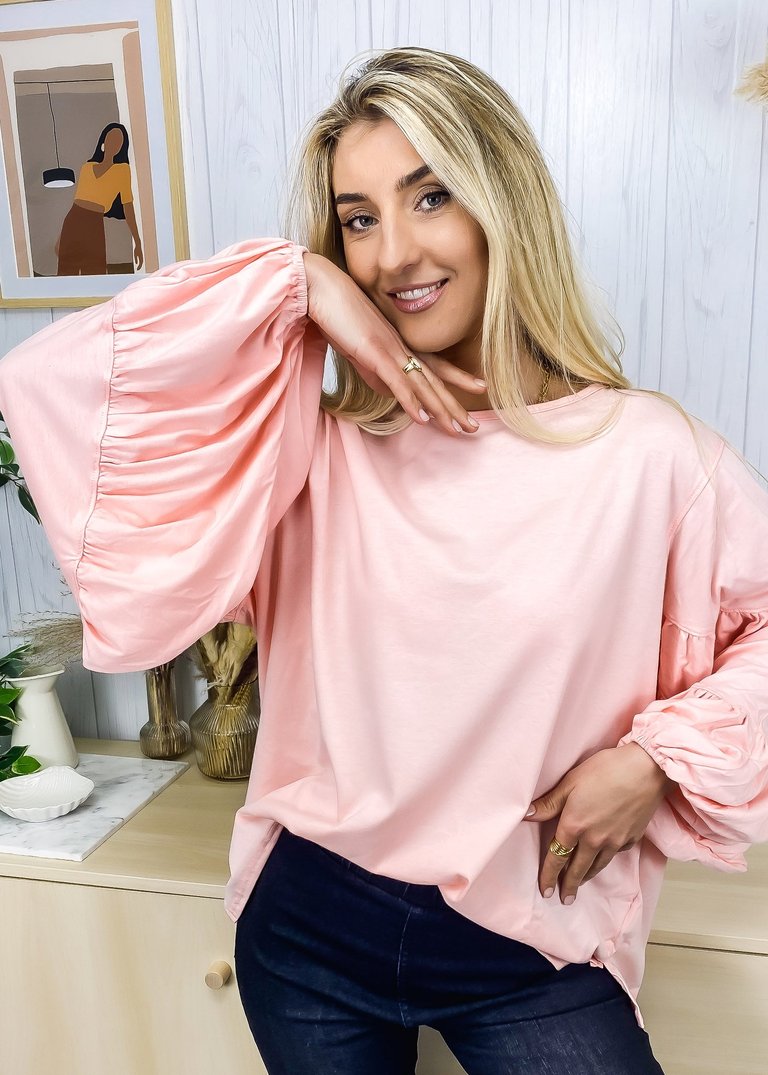 Casual & Comfy Long-Sleeve Blouse - Rose