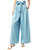 Chambray Tie Wide-Leg Palazzo Jeans - Light Denim