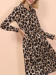 Cheetah Print Midi Ruffle Dress