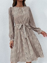 Cheetah Print Pleated Fall Dress