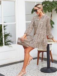 Cheetah Print Tunic Dress - Beige