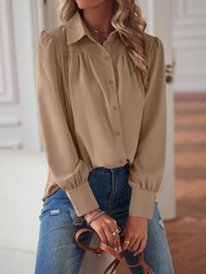 Classic Button Down Blouse - Beige