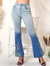 Classic Retro High Waist Long Denim Bell Bottom Jeans - Blue