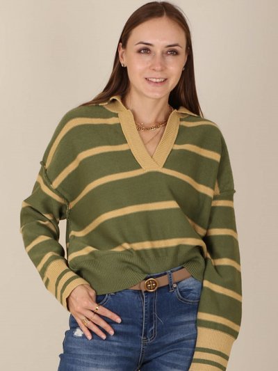 Anna-Kaci Classic Striped Collared Sweater product