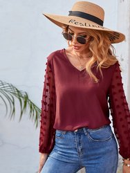 Clip Dot Long Sleeve Blouse