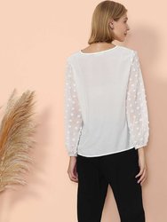 Clip Dot Long Sleeve Blouse