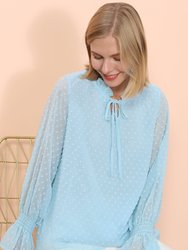 Clip Dot Long Sleeve Sweater Blouse