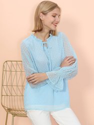 Clip Dot Long Sleeve Sweater Blouse