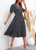 Collared Floral Print Fall Dress - Navy