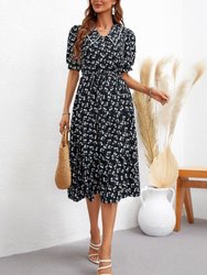 Collared Floral Print Fall Dress