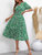 Collared Floral Puff Sleeve Dress - Green