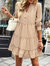 Collared V Neck Tiered Dress