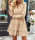 Collared V Neck Tiered Dress - Beige