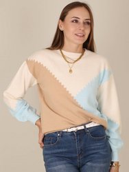 Color Block Geometric Design Sweater