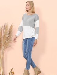 Color Block Net Detail Sweater - Gray