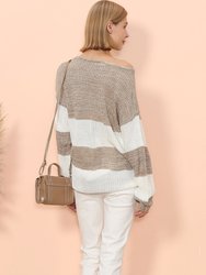 Color Block Striped Long Sweater