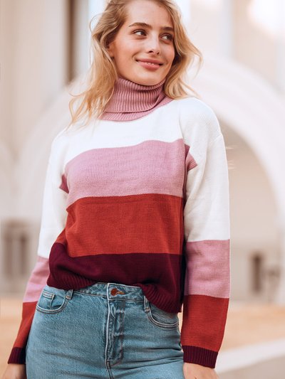 Anna-Kaci Color Block Turtleneck Cozy Sweater product