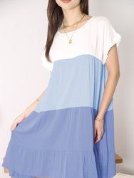 Colored With Ruffles Dress - Baby Blue