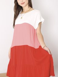 Colored With Ruffles Dress - Salmon Pink