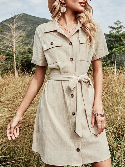 Anna-Kaci Contrast Button Down Belted Dress product