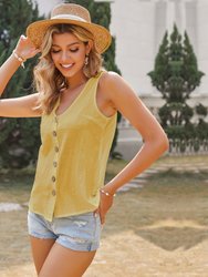 Contrast Button Down Top - Yellow
