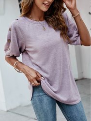 Contrast Button Sleeve Casual Top