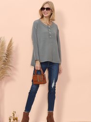 Contrast Half Button Down Sweater