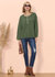 Contrast Half Button Down Sweater - Green