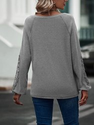 Contrast Lace Detail Raglan Sweater