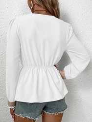 Contrast Lace Peplum Blouse