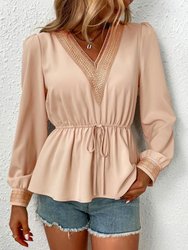 Contrast Lace Peplum Blouse