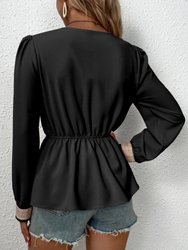 Contrast Lace Peplum Blouse