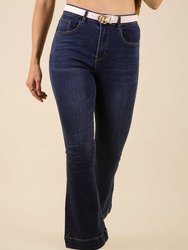 Contrast Seam Flared Jeans