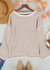 Contrast Stitching Relaxed Knit Sweater - Khaki