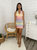 Crochet Knit Rainbow Ombre Halter Mini Dress - Pink Pastel
