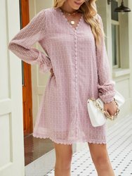 Crochet Lace Trim Swiss Dot Dress