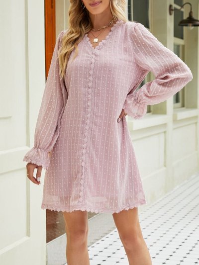 Anna-Kaci Crochet Lace Trim Swiss Dot Dress product
