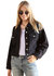 Cropped Button Down Denim Jean Jacket With Pockets - Black