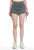 Crossover V Waist Ruched Drawstring Mini Lined Fitness Skirt - Slate Gray
