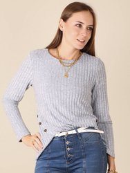 Curved Hem Side Button Sweater
