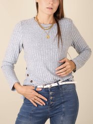 Curved Hem Side Button Sweater