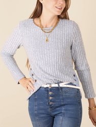 Curved Hem Side Button Sweater